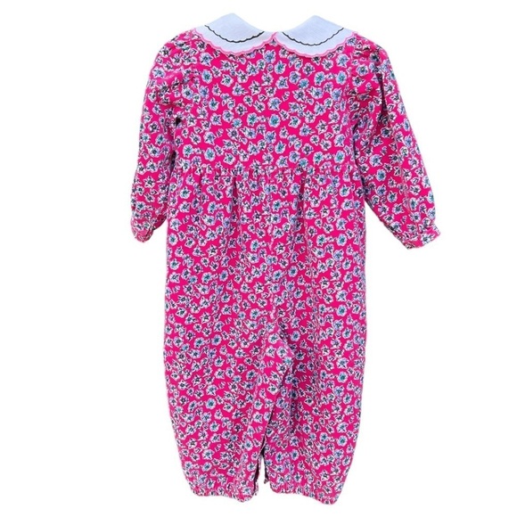 VTG 90’s OshKosh B’Gosh Pink Corduroy Floral Jumper Button-Up Embroidered Collar - Picture 2 of 14